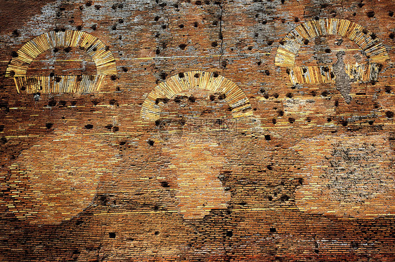 古老的罗马墙废墟背景意大利罗马图片