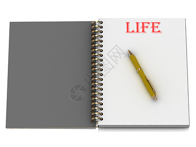 笔记本页上的Life字词图片