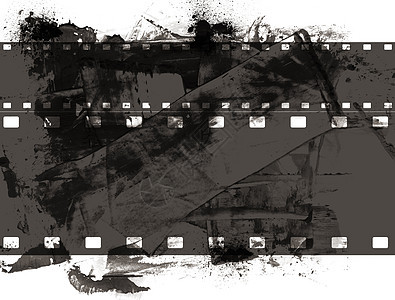 带有文本或图像空间的 Grunge 胶片框刷子拼贴画划痕幻灯片插图电影边界屏幕剪贴簿噪音图片