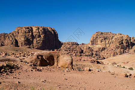 约旦佩特拉的景观宝藏遗产岩石雕塑文化装备雕刻金库历史旅行图片
