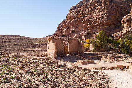 约旦佩特拉的景观砂岩装备岩石雕塑建筑学旅行文化石头遗产历史图片