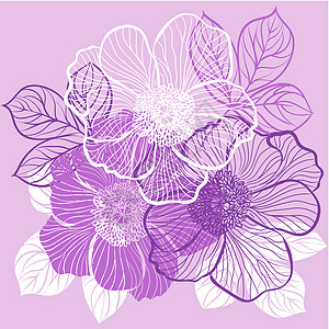 花原背景 有小马花的花朵花园艺术叶子插图邀请函草图装饰装饰品墙纸绘画图片