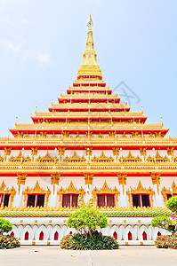 泰国寺庙的金塔文化艺术天空考古学佛教徒遗产宗教旅行建筑学游客图片