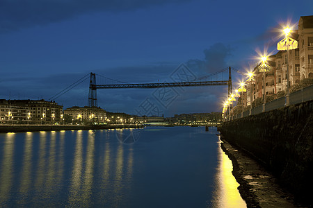 Bizkaia桥 葡萄牙ete桥 西班牙巴斯克州Bizkaia桥神经元历史日落地区旅行遗产照明建筑学旅游历史性图片