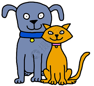 猫和狗棕色插图卡通片宠物动物橙子小狗衣领胡须漫画图片