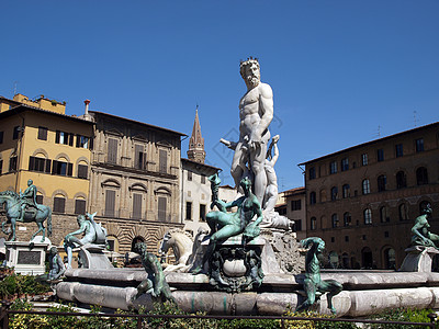 佛罗伦萨  海王星不老泉领主喷泉雕塑水螅雕像广场艺术双锥图片