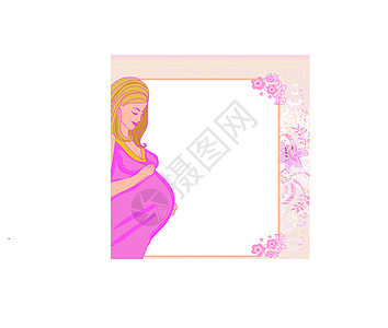 快乐的孕妇 婴儿淋浴卡父母卡通片销售男生女性女士头发插图蓝色腹部图片