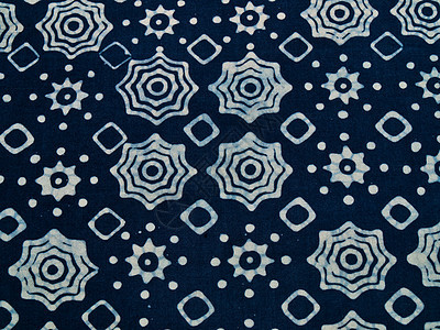 蓝棒织物 Yo背景的复解模式星星漩涡艺术纺织品衬衫棉布白色蓝色蜡染艺术品图片