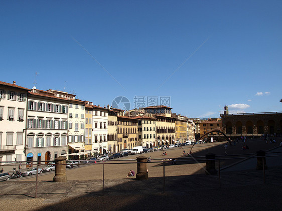 意大利托斯卡纳州佛罗伦萨皮蒂广场建筑学城市艺术正方形雕塑街道拱廊建筑物图片