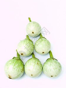 青绿新茄子朴仁尼诺II 孤立在白色热带食物植物圆形蔬菜绿色背景图片