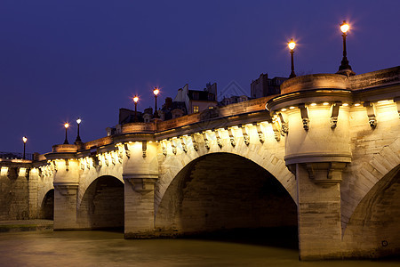 Pont Neuf 巴黎 法国 法国城市历史性建筑路灯照明拱门历史日落旅行旅游图片