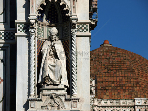 佛罗伦萨  了解Duomo正面细节控制板艺术教会大理石建筑学拱廊雕塑大教堂六角板宽慰图片