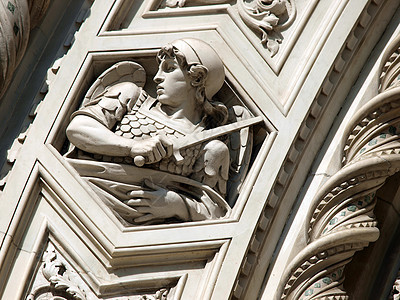 佛罗伦萨设计Duomo外墙入口的装饰雕塑大教堂宽慰六角板门户网站拱廊大理石艺术建筑学教会图片