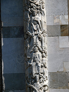 Lucca  来自圣马丁大教堂外墙的详情建筑学宽慰大教堂浮雕狮子教会雕塑图片