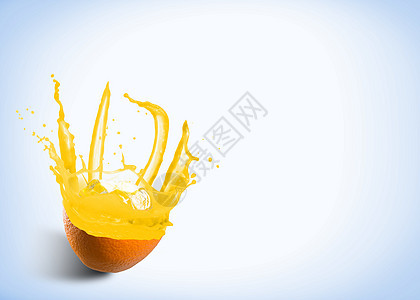 鲜橙汁和喷洒运动气泡热带飞溅早餐饮料饮食果汁食物水滴图片