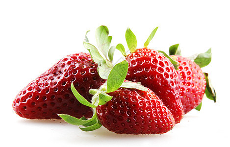 新鲜红草莓叶子浆果树叶农作物食物水果背景图片