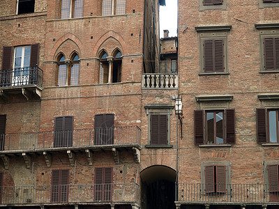 Siena  德尔坎波广场哥特建筑的砖面会议广场阳台食者目的地双孔建筑学旅游田野妈妈图片