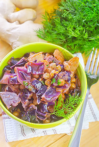 油炸卷心菜烹饪营养蔬菜美食素食沙拉乡村食物酸菜食谱图片