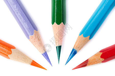 五支彩色铅笔艺术家教育绘画紫色办公室橙子木头学校彩虹素描图片