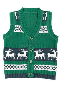 带圣诞装饰品(鹿)的编织背心图片