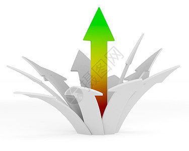 向成功方向移动 孤立的 3D 图像领导团队绿色生长速度指针愿望领导者小路红色图片