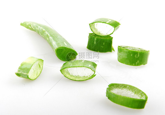 白上隔离的 Aloe vera 植物护理叶子药品果汁沙漠皮肤愈合宏观化妆品草本植物图片