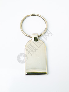 一个在白色背景上被孤立的金属三角键链戒指魅力标签吊坠钥匙链钥匙圈钥匙礼物饰品黑色图片