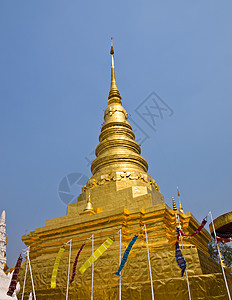 南泰国 金色的刺牙 花法宝塔历史雕像天空旅游寺庙艺术金子建筑学历史性图片