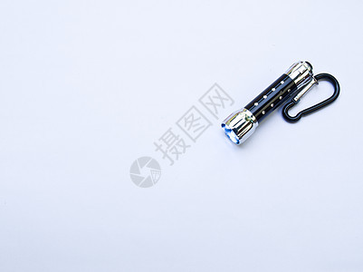 白色背景上孤立的口袋闪光灯玻璃灯笼活力工具按钮金属手电筒情况灯泡图片