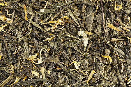 绿茶叶宏观金盏花绿色叶子茶叶味道花瓣绿茶图片
