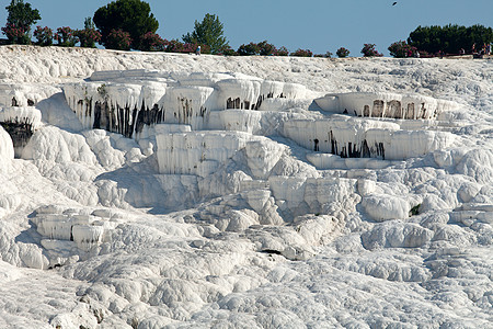 土耳其帕穆卡勒的特雷弗丁池和梯田水池蓝色地标假期订金旅游矿物碳酸盐石灰石旅行图片