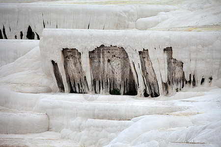 土耳其帕穆卡勒的特雷弗丁池和梯田盆地石灰华地标地质学洗澡旅游瀑布岩石火鸡石灰石图片