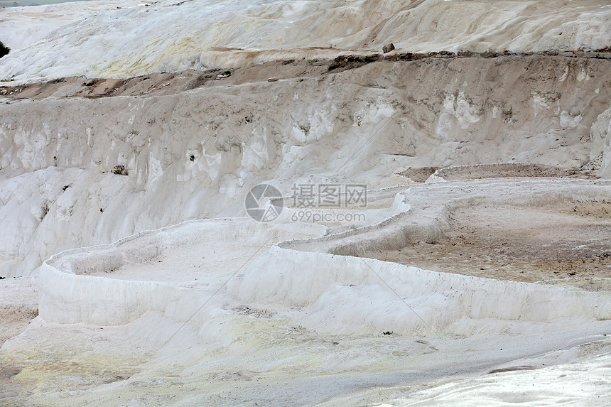 土耳其帕穆卡勒的特雷弗丁池和梯田温泉旅游石灰石洗澡水池火鸡岩石瀑布蓝色矿物图片