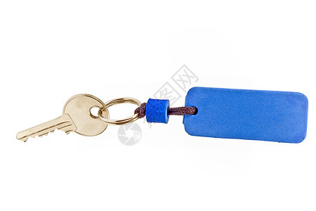 带有蓝色标签的住家密钥白色贷款成功房屋投资入口钥匙保险不动产销售量图片