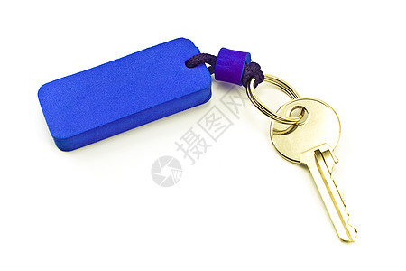 带有蓝色标签的住家密钥工具不动产入口金属白色房屋家园投资成功红色图片