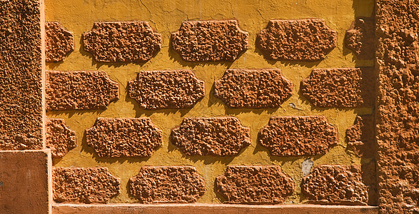 墨西哥克雷塔罗Queretaro材料石头红色线条橙子旅行黄色建筑建筑学建造背景图片