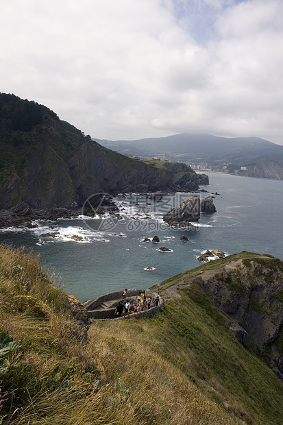 圣胡安德加兹特鲁加特海岸支撑海滩银行悬崖海岸线地区港口岩石海洋图片