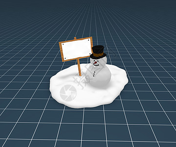 雪人和空白符号季节冻结白色季节性礼帽木板微笑帽子插图图片