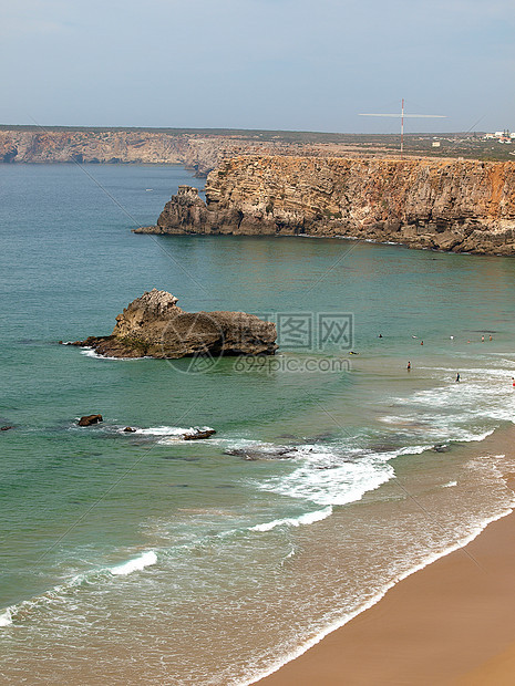 葡萄牙圣文森特角附近的古迹悬崖海岸全景旅游波浪危险岩石地平线石窟旅行尖岩警告图片