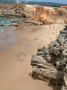 葡萄牙圣文森特角附近的古迹悬崖海岸石窟蓝色旅游保险波浪尖岩警告地平线旅行灯塔图片