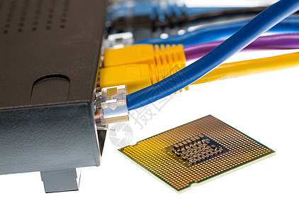 Cat5 网络防御概念电缆和路由器绳索技术安全芯片电子产品处理器插头数据电脑金属图片