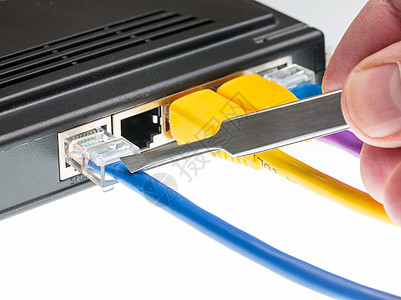 Cat5 网络防御概念电缆和路由器攻击技术互联网数据镊子绳索安全法医学习插头图片