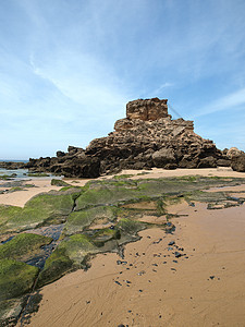 葡萄牙阿尔加夫附近旅行支撑海洋悬崖海岸海滩海岸线场景岩石图片