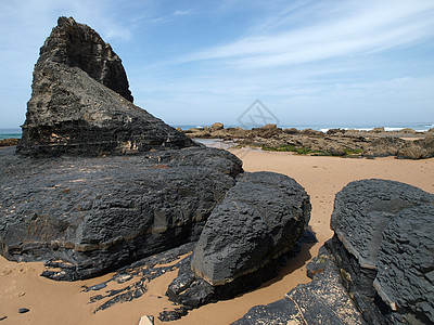 葡萄牙阿尔加夫附近海滩海洋海岸线海岸场景岩石旅行悬崖支撑图片