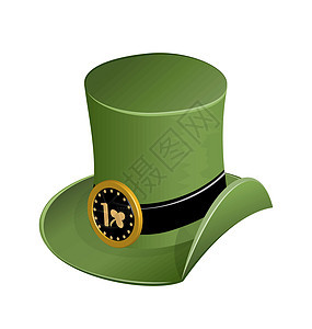 圣帕特里克日绿色帽子传统扣子发夹硬币魔法财富金子午睡三叶草运气图片