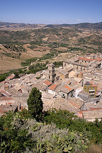 Leonforte 视图爬坡全景农村村庄国家土地图片