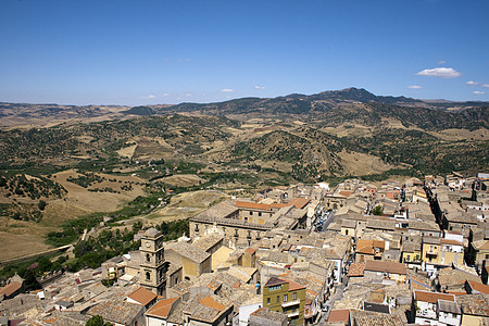 Leonforte 视图爬坡农村村庄全景国家土地图片