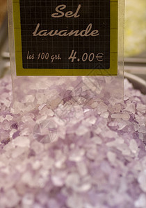 蓝盐薰衣草颗粒剂卫生岩石身体紫色气味护理温泉香水背景图片