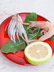 虾 鱼和柠檬小麦食欲餐厅菜单海鲜甲壳肉汁小龙虾饮食午餐图片