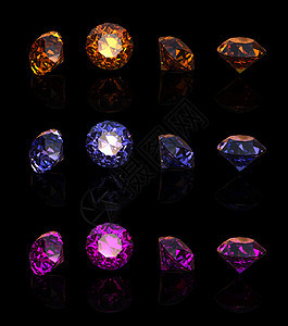 宝石收藏红宝石奢华水晶圆形紫晶黄色蓝宝石钻石珠宝图片